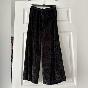 Black velvet split cropped bell bottom pant